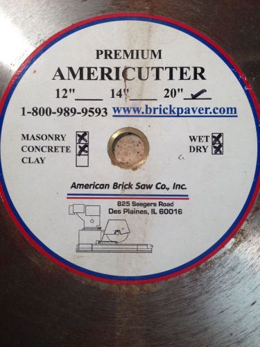 PREMIUM AMERICUTTER 20&#034; MASONRY &amp; CONCRETE SAW BLADE. WET &amp; DRY. NEW IN BOX.