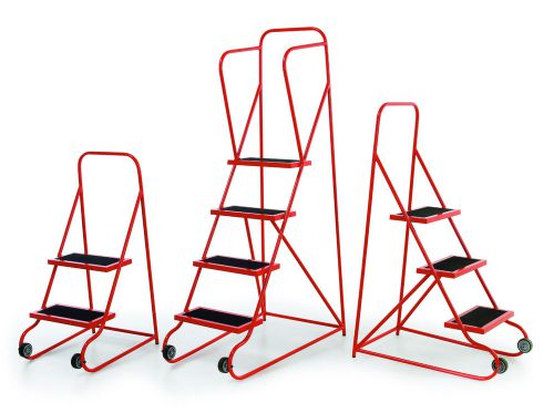 3 tread steel mobile safety steps - steel - tilt and pull steps for sale