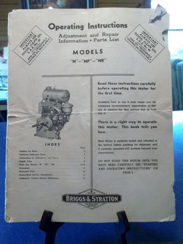 BRIGGS AND STRATTON MODEL N NP NR ENGINE OPERATORS OWNERS MAINTENANCE MANUAL
