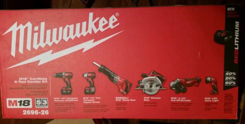 Milwaukee M18 Cordless 6 Tool Combo Kit, Model#  2696-26