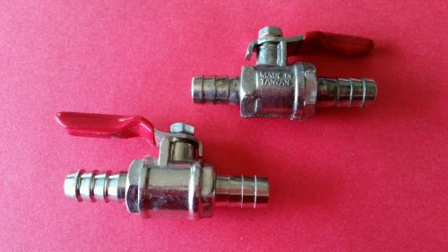 2-inline ball valve shut off -3/8&#034; barb - quick stop flow lot of 2 for sale