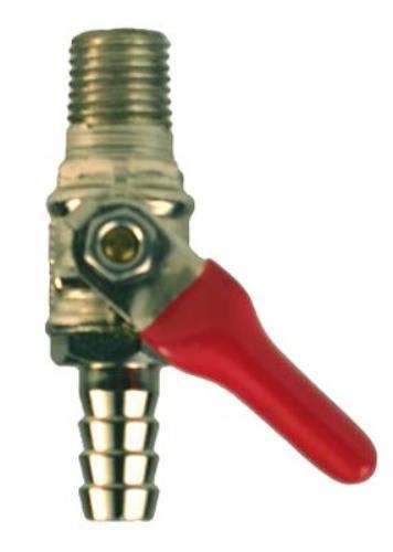 Gas Shutoff Valve (With Check Valve), 1/4in MPT x 3/8in Barb