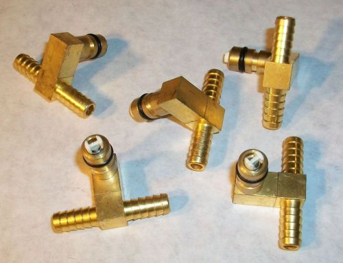 5 NEW FLOJET 3/8&#034; FITTING TO 1/4&#034; BRASS TEE HOSE BARB LINE CO2 BAG-IN-BOX SODA
