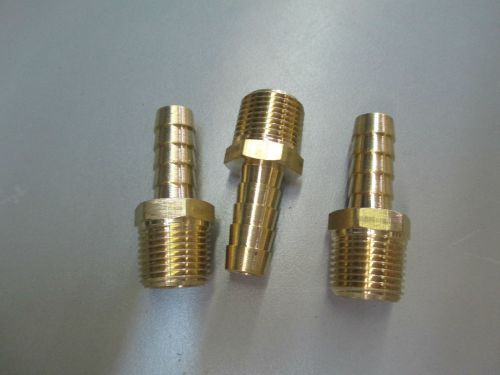 3pack - 1/4 mpt x 3/8 barb adapter, brass, for sale