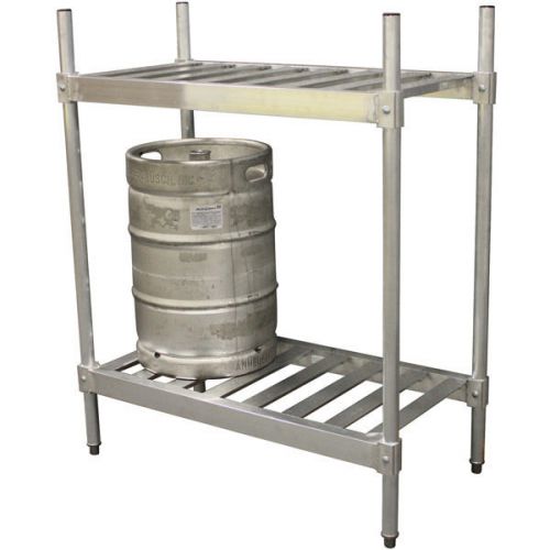 Aluminum beer keg storage rack - store &amp; organize 4 draft beer kegs - 2 shelf for sale