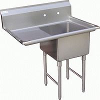 1 Compartment Sink with 1 Left 18&#034; Drain Board NSF