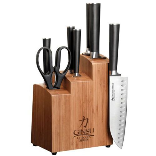 New ginsu 7108 chikara 8-piece stainless steel knife set with bamboo block for sale