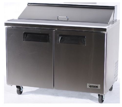 BISON STAINLESS 48&#034; 2 DOOR SALAD,SANDWICH PREP TABLE BST-48,FREE SHIPPING !!!