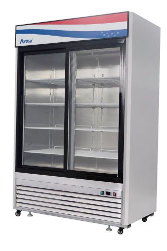 New atosa sliding two section glass door refrigerator mcf8709 nsf. for sale