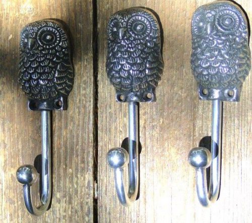 Retro owl hooks set of 3pcs for kitchen bath bathroom clothes fun hardware for sale