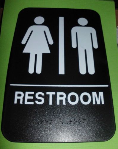 ADA RESTROOM SIGN UNISEX  BRAILLE BLACK PUBLIC ACCOMMODATION APPROVE