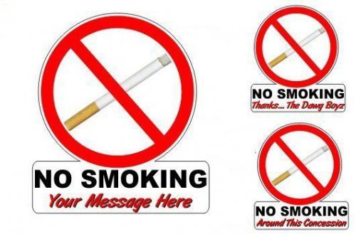 6- no smoking 4&#039;&#039;x4&#039;&#039; decals for concession trailers signs - office waiting room for sale