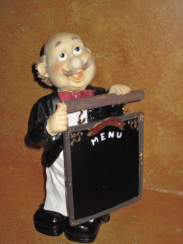 Waiter With Chalk Board Menu Sign 11&#034; Figure Man