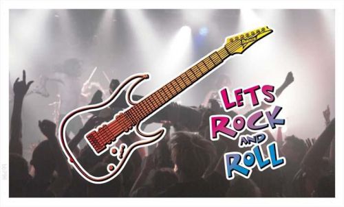 bb796 Let&#039;s Rock n Roll Guitar Banner Shop Sign