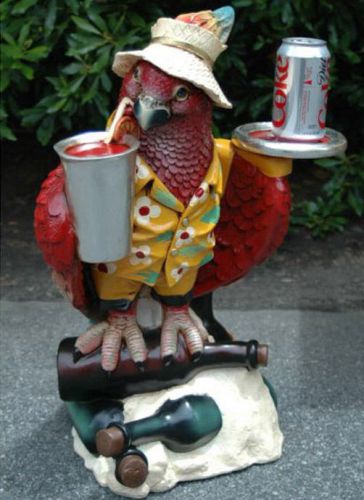 Parrot Butler Statue bird drink serving silver tray 2&#039; waiter restaurant kitchen