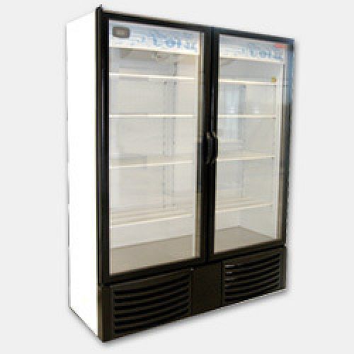 New 2 door glass reach in cooler refrigerator 28 cf setcasters included in price for sale