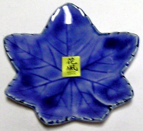 1 PC Navy-sh Blue Japanese Style Porcelain Dishes Dish Maple Leaf Shape Gift NEW