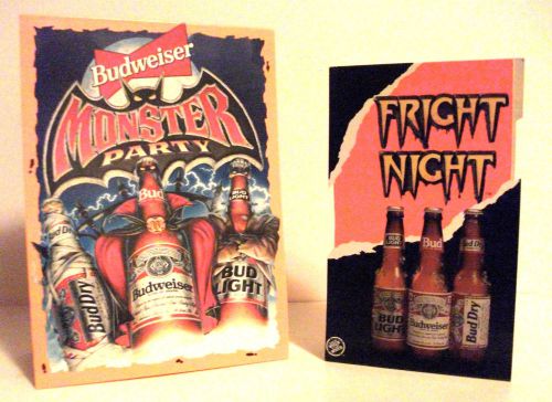 1993 Budweiser Monster Party &amp; 1991 Budweiser Fright Night Tabletop Display Card