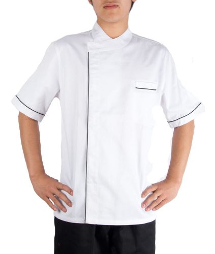 Newshine LosAngeles Workwear Unisex Modern Short Sleeve Chef Jacket White