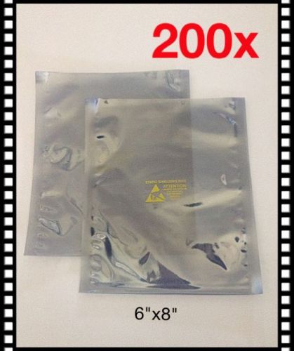 200 ESD Anti-Static Shielding Bags, 6&#034;x8&#034; in (152mm x 203mm),Open-Top,3.1 mils