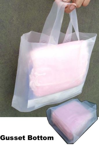 12X10+4&#034; 250 pcs Soft Handle Frosty Shopping Bag Green+Hot Pink+Red+Blue+Yellow+