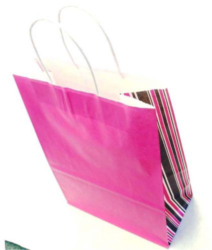 250 Kraft Twist handle Neapolitan Side Stripe Debbie Paper Retail Shopping Bag