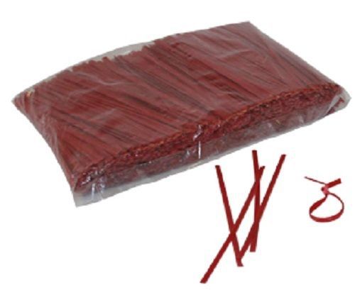 1000 PLASTIC COATED WIRE TWIST TIES RED 4&#034; INCHES - GENERAL USE