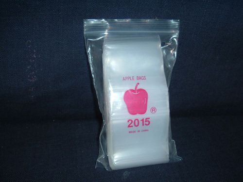 Pack of Small Resealable Clear  Apple 2015 Bags 1 3/4in x 1 31/2in