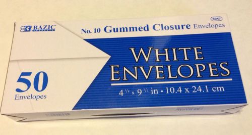 300 No.10Gummed Closure White Letter Mailing Long Envelopes Size: 4-1/8”x 9-1/2”