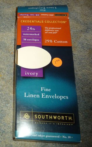 Southworth Fine Linen Envelopes  Ivory Watermarked 25% cotton no 10