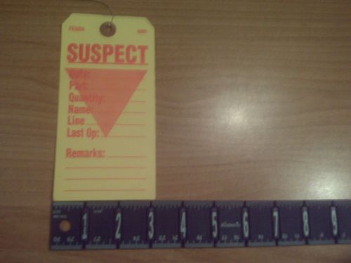 SUSPECT Tags-Lot of 40-Pre-wired-Yellow Card Stock-Good Condition