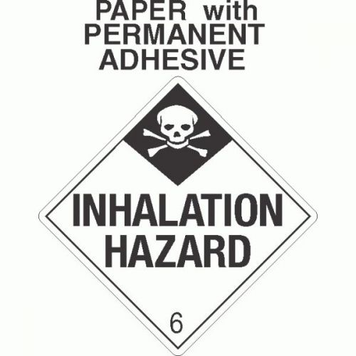 Inhalation hazard class 6.1 paper labels d.o.t. 4x4 (roll of 500) for sale