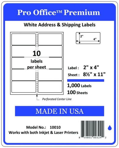 PO10  2&#034; x 4&#034; Pro Office Self-Adhesive Address Label,4&#034;X2&#034; Shipping Labels 5163