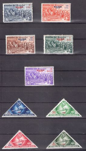 Ecuador Overprint  9 mint stamps