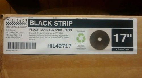 CASE of 5! 17&#034;  Black Stripping Floor Pad Floor Stripper Maintenance Pads 5 Pads