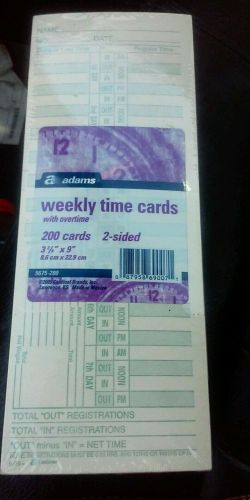 Adams Weekly Time Cards 2 sided Pkg of 200 with overtime
