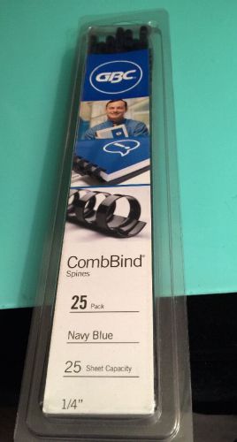 GBC CombBind Spines 25 Pack Navy Blue 25 SHEET Capacity 1/4&#034;