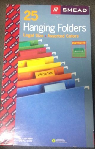 Smead Hanging File Folders 1/5 Tab 11 Point Stock Legal Assorted Colors 25/Box