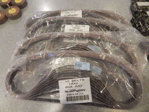 &#034;SURF-PRO&#034;  1&#034; x 42&#034; x 60 Grit Sanding Belts , Lot of 40 Pcs