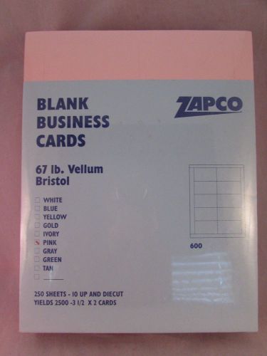 2500 (Pink) Business Cards ~ 250 Sheets ~ 3-1/2&#034;x2&#034; Cards ~ NIP
