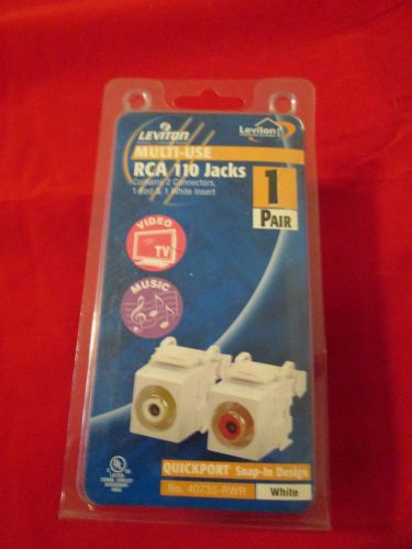 New leviton rca 110 jacks red white video music audio white 40735-rwr quickport for sale
