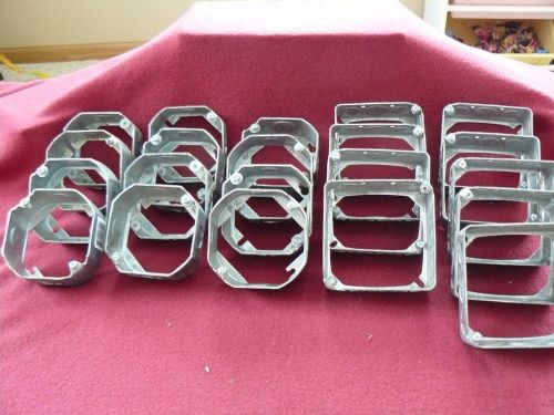 Lot of 9 square AND 12 Octagonal Metal Open Gang RACO Boxes