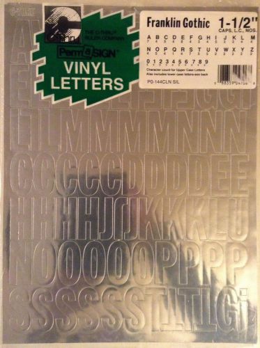 Vinyl Lettering Self-Adhesive 1 1/2&#034; Silver Franklin Gothic Caps &amp; Nos.