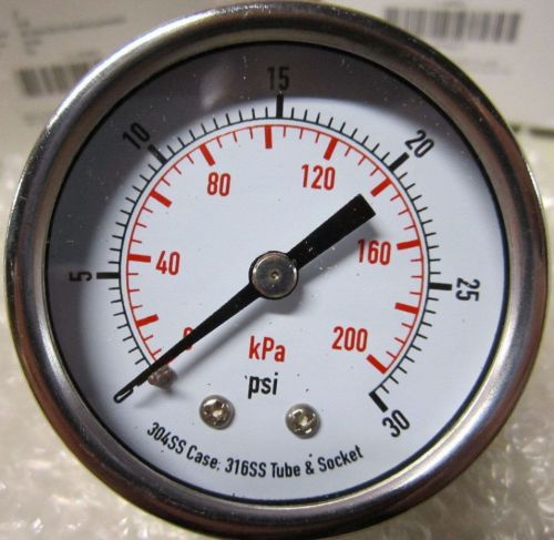 2&#034; pressure gauge test 0-30 psi 1/4 npt stainless steel316tube &amp; connecti 4fmu7 for sale