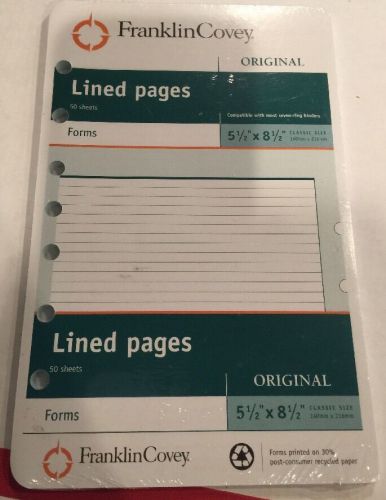 Franklin Covey Original Lined Pages Refill Classic Size New