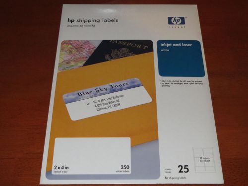 New HP Shipping Labels Inkjet Laser 250 ct 2x4in 25 Sheets  Q2591A