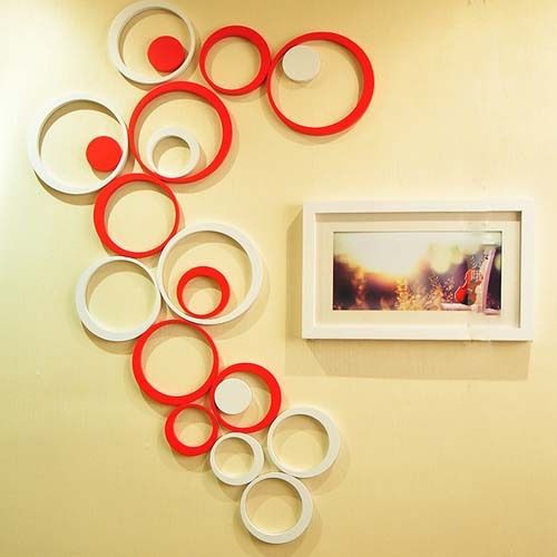 5PCS Colorized 3D Circle Acrylic Crystal Sticker Wall Emboss Decorative 7 Colors