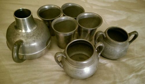 7 Pewter Items 3.25 lbs Scrap or Collect. All marked Genuine Pewter NO RESERVE