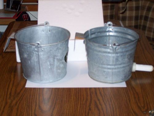 2 galvanized calf feeder hanging 8 quart pails 1 behrens both need nipples for sale