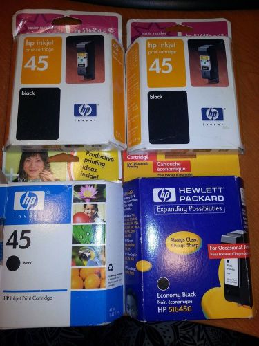 Lot of 4 Genuine HP 45 Ink Cartridges - EXPIRED -  FREE SHIPPING